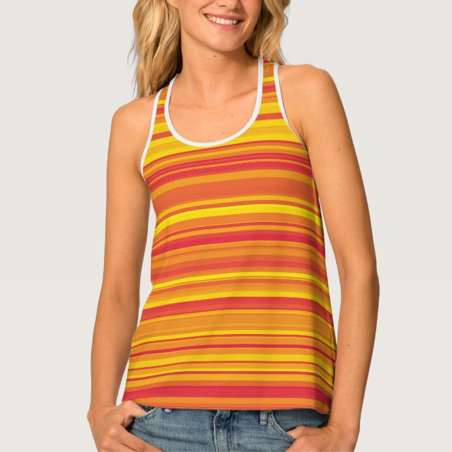 Orange Red Yellow Stripes Tank Top (Front)