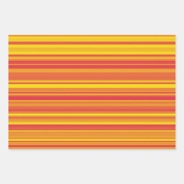 Orange Red Yellow Stripes Wrapping Paper Sheets (Front)