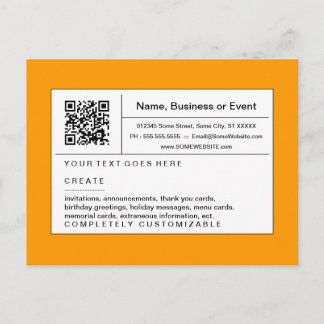 orange refined QR code Invitation Postcard