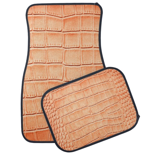 Orange reptile leather texture car floor mat (Set)