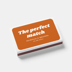 Orange Retro 70s Boho Wedding Matchboxes