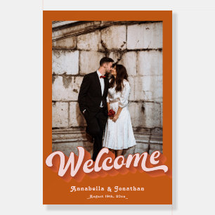 Orange Retro 70s Groovy Photo Wedding Welcome  Foam Board