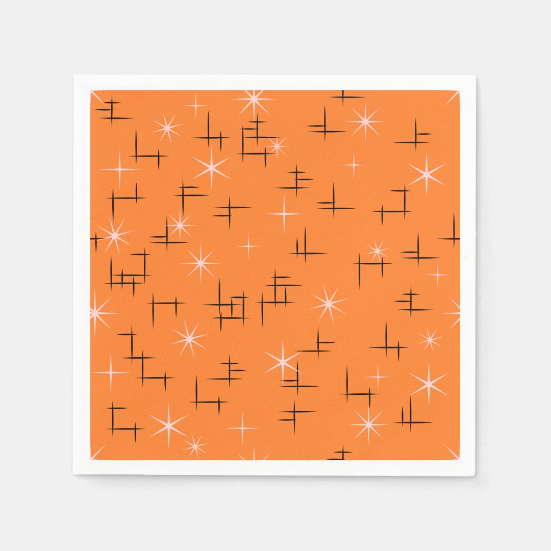 Orange Retro Atomic Age Pattern Napkins | Zazzle