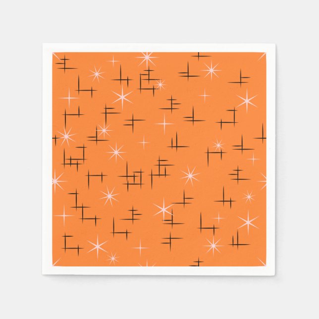 Orange Retro Atomic Age Pattern Napkins (Front)