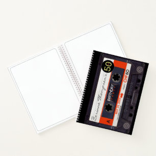 Orange Retro Audiotape 50th birthday Guest Book 2