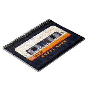 Orange Retro Audiotape 60th birthday Guest Book NB