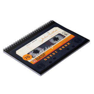 Orange Retro Audiotape 70th birthday Guest Book