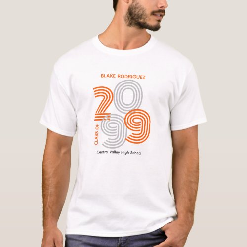 Orange Retro Big Numbers Class of Senior T_Shirt