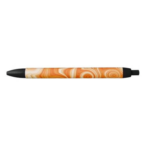 Orange Retro Chic with Trendy Liquid Swirl Cute Black Ink Pen