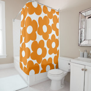 Orange Retro Daisies #1 #decor #art Shower Curtain