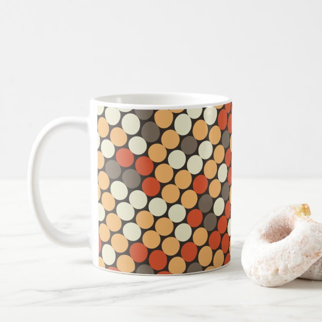 Orange retro dots coffee mug (With Donut)