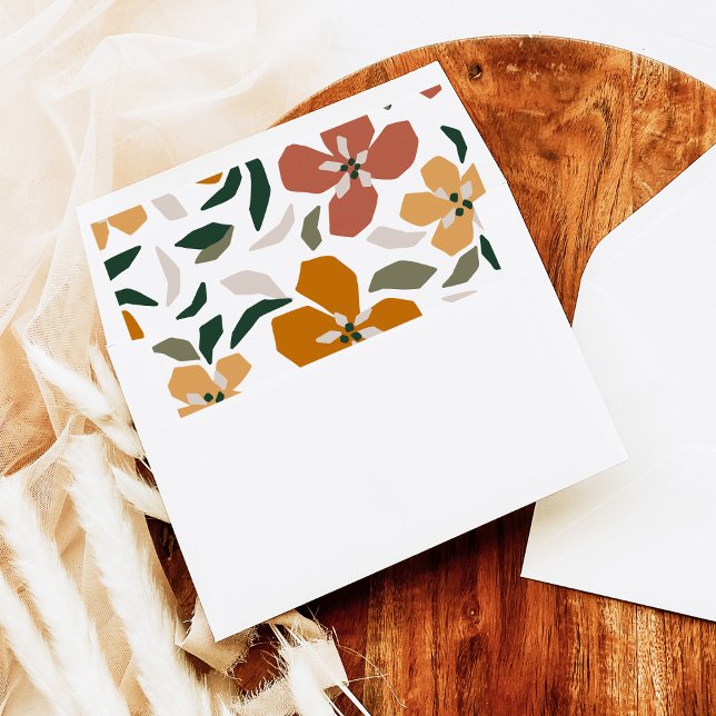 Orange Retro Floral 70s Inspired Party Envelope Liner (Creator Uploaded)