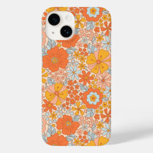 Orange Retro Flower Pattern Case-Mate iPhone 14 Case