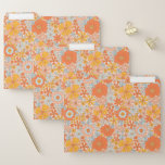 Orange Retro Flower Pattern File Folder