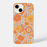 Orange Retro Flower Pattern iPhone 14 Case