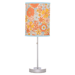 Orange Retro Flower Pattern Table Lamp