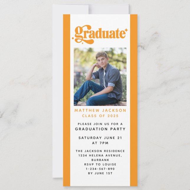 Orange Retro Graduation Party Digital Evite Invitation (Front)