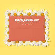 Orange Retro Groovy Peace Love Joy Holiday Envelope