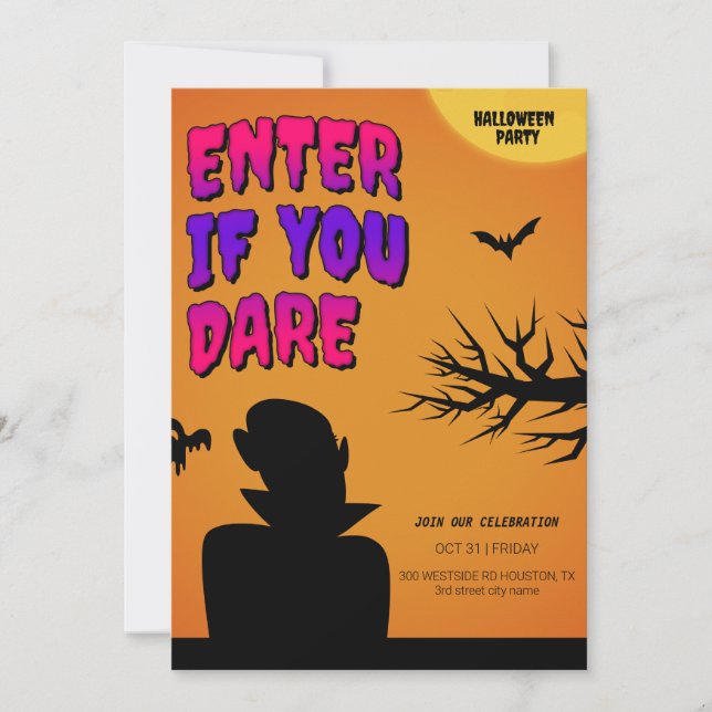 Orange Retro Halloween Invitation,Halloween Night  Invitation (Front)