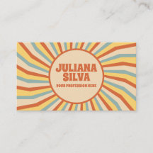 Orange Retro Line with QR Business Card