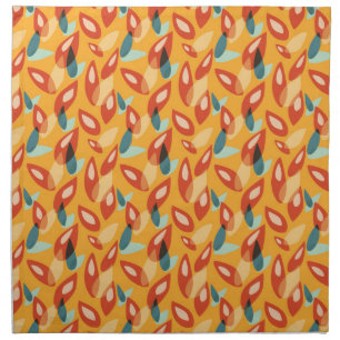 Orange Retro Modern Design - 70s Style Geometric Cloth Napkin