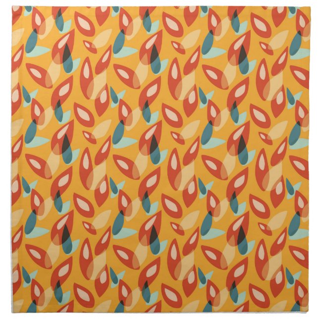 Orange Retro Modern Design - 70s Style Geometric Cloth Napkin (Front)