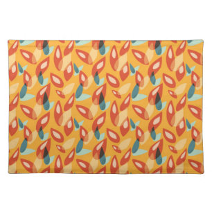 Orange Retro Modern Design - 70s Style Geometric Cloth Placemat