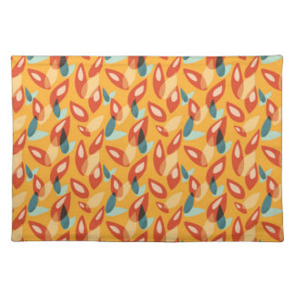 Orange Retro Modern Design - 70s Style Geometric Cloth Placemat
