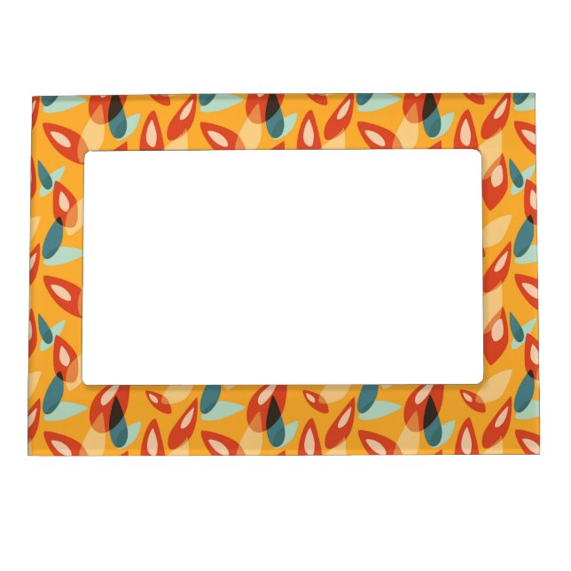 Orange Retro Modern Design - 70s Style Geometric Magnetic Frame (Front)