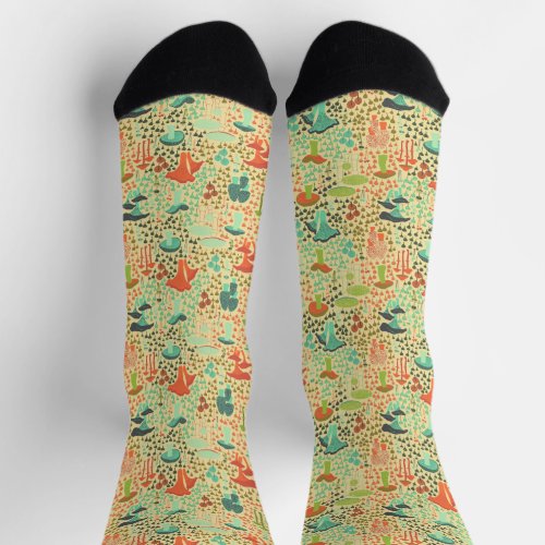 Orange Retro Mushroom Socks