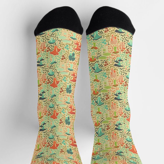 Orange Retro Mushroom Socks (Top)