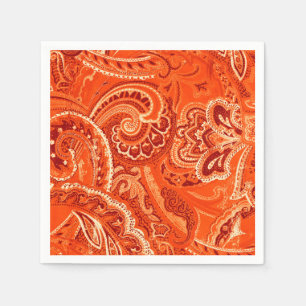 Orange Retro Paisley Bandanna/Bandana Paper Napkins