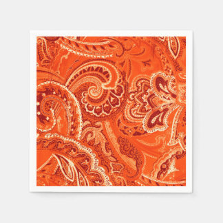 Orange Retro Paisley Bandanna/Bandana Paper Napkins