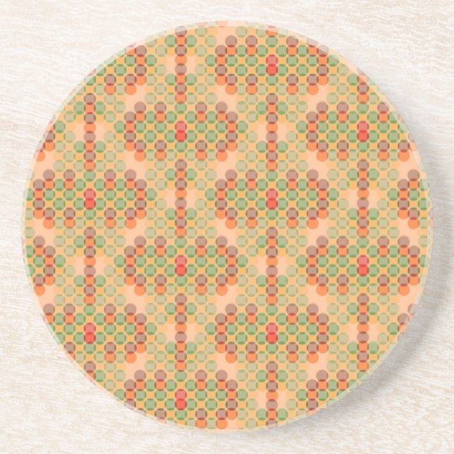 Orange retro pattern drink coaster (Front)