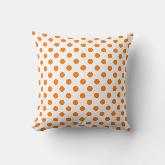 Orange Retro Polka Dots Throw Pillow (Front)