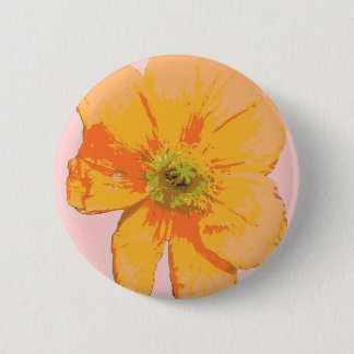 Orange Retro/ PopArt Flower Pinback Button