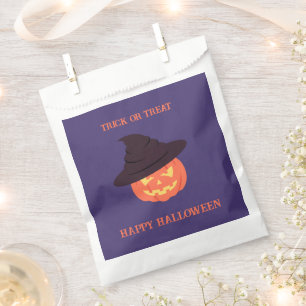 Orange Retro Pumpkin Happy Halloween Favor Bag 