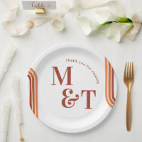 Orange Retro Seventies Stripes | Wedding Monogram