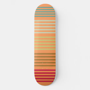Orange Retro Stripes Skateboard