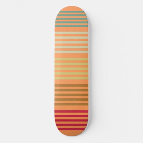 Orange Retro Stripes Skateboard