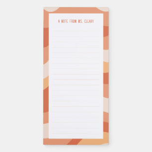 Orange Retro Teacher Teacher Teacher Magnetic Notepad