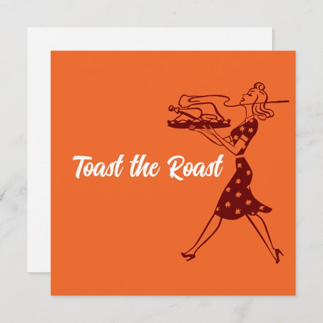 Orange Retro Thanksgiving Dinner Invitation (Front/Back)