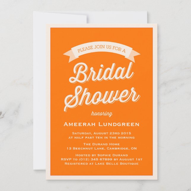 ORANGE RETRO TYPOGRAPHY | BRIDAL SHOWER INVITATION (Front)