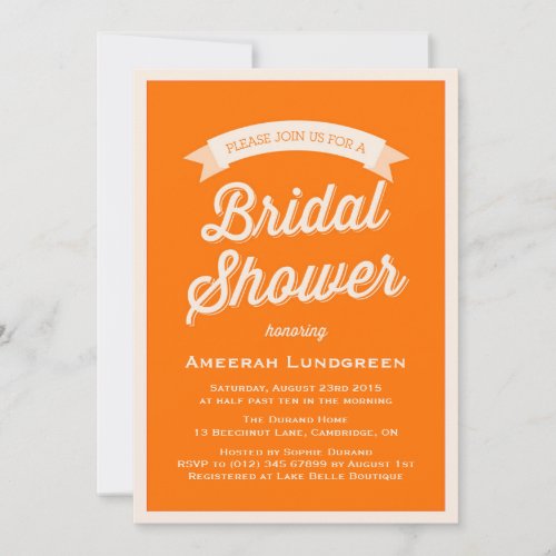 ORANGE RETRO TYPOGRAPHY | BRIDAL SHOWER INVITATION