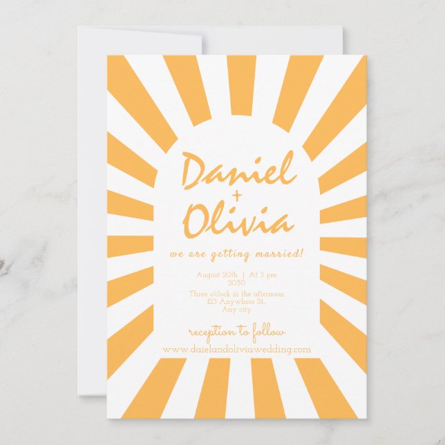 Orange Retro Wedding Invitation (Front)