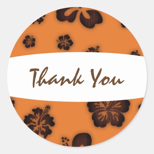 Orange Retro & Wooden Hibiscus Flower Sticker (Front)
