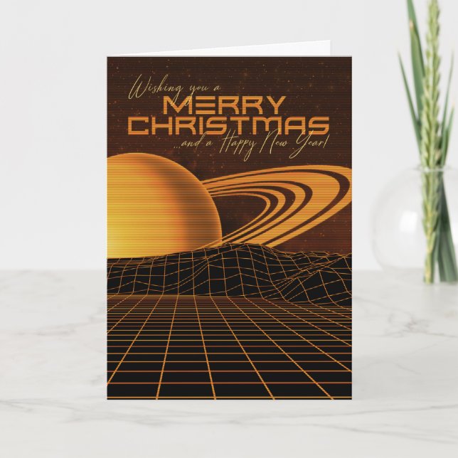 Orange Retrowave Christmas Card (Front)