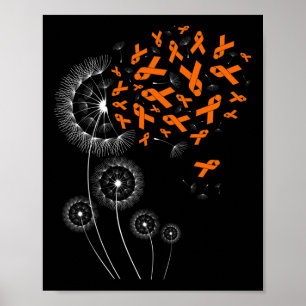 Orange Ribbon and Dandelion Leukemia Awareness Mon Poster