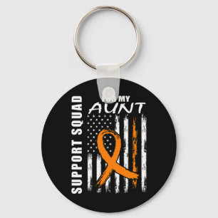 Orange Ribbon Aunt Leukemia Awareness Usa Flag Can Keychain