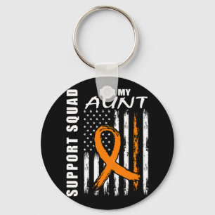 Orange Ribbon Aunt Leukemia Awareness USA Flag Can Keychain